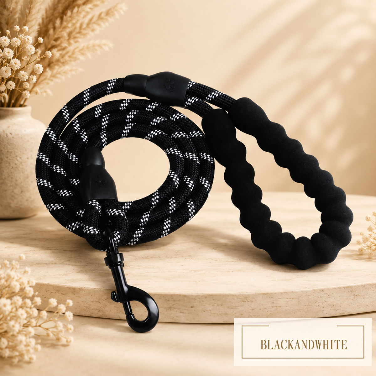 Reflective Dog Rope Leash – Comfortable Foam Handle